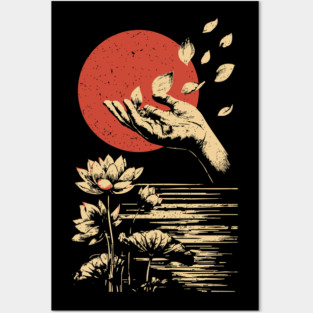 Zen Petal Offering - Serene Japanese Lotus Flower Art Posters and Art