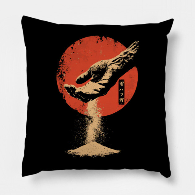 Sands of Time - Symbolic Japanese Impermanence Art Pillow by TuncGK