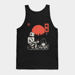 Robot Campfire Tea - Vintage Japanese Sci-Fi Art Tank Top