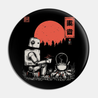 Robot Campfire Tea - Vintage Japanese Sci-Fi Art Pin