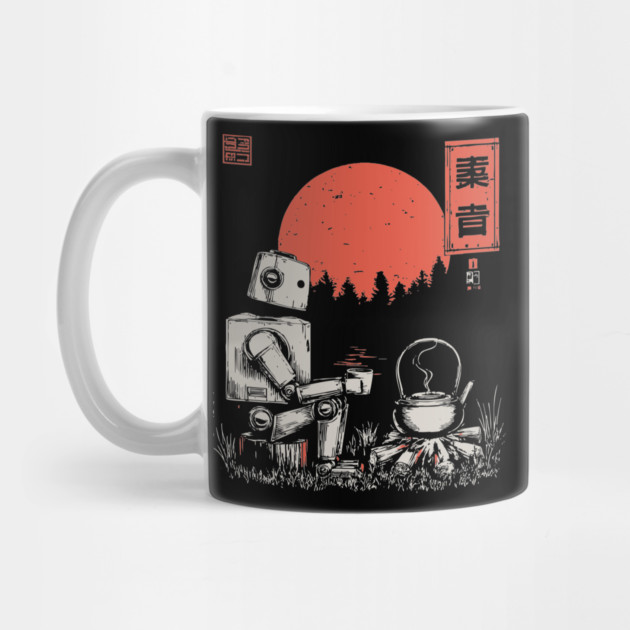 Robot Campfire Tea - Vintage Japanese Sci-Fi Art by TuncGK