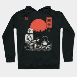 Robot Campfire Tea - Vintage Japanese Sci-Fi Art Hoodie