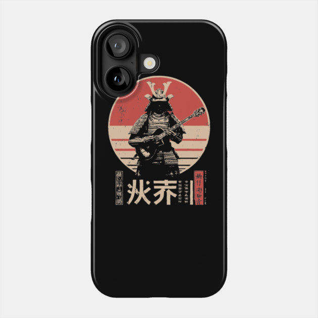 Samurai Rocker - Vintage Japanese Ronin Guitarist Art Phone Case by TuncGK