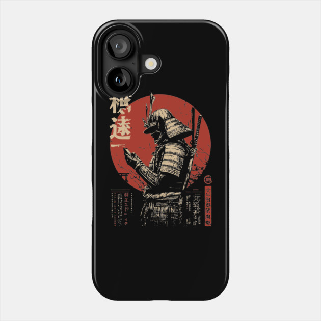 Samurai on Smartphone - Funny Japanese Vintage Tech Art Phone Case by TuncGK