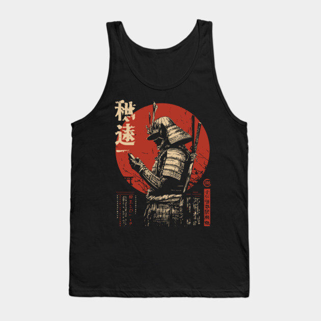 Samurai on Smartphone - Funny Japanese Vintage Tech Art Tank Top by TuncGK