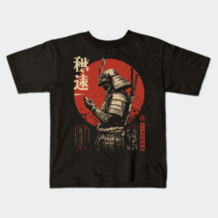 Samurai on Smartphone - Funny Japanese Vintage Tech Art Kids T-Shirt