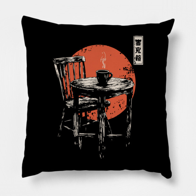 Quiet Morning Coffee - Vintage Japanese Still Life Art Pillow by TuncGK