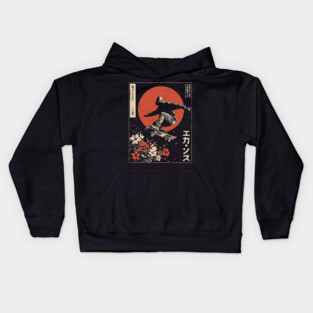 Japanese Skateboarder Cherry Blossoms - Vintage Skate Art Kids Hoodie