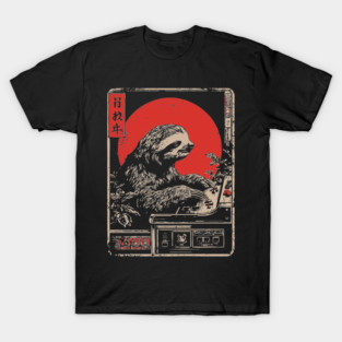 Gaming Sloth - Funny Japanese Vintage Retro Gamer Art T-Shirt