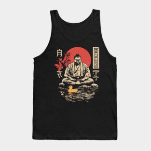 Sumo Wrestler & Rubber Duck - Funny Japanese Bath Time Art Tank Top