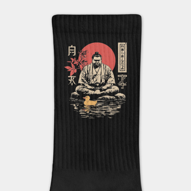 Sumo Wrestler & Rubber Duck - Funny Japanese Bath Time Art by TuncGK