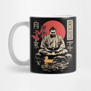 Sumo Wrestler & Rubber Duck - Funny Japanese Bath Time Art Mug