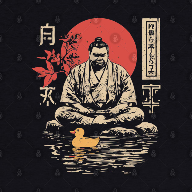 Sumo Wrestler & Rubber Duck - Funny Japanese Bath Time Art by TuncGK