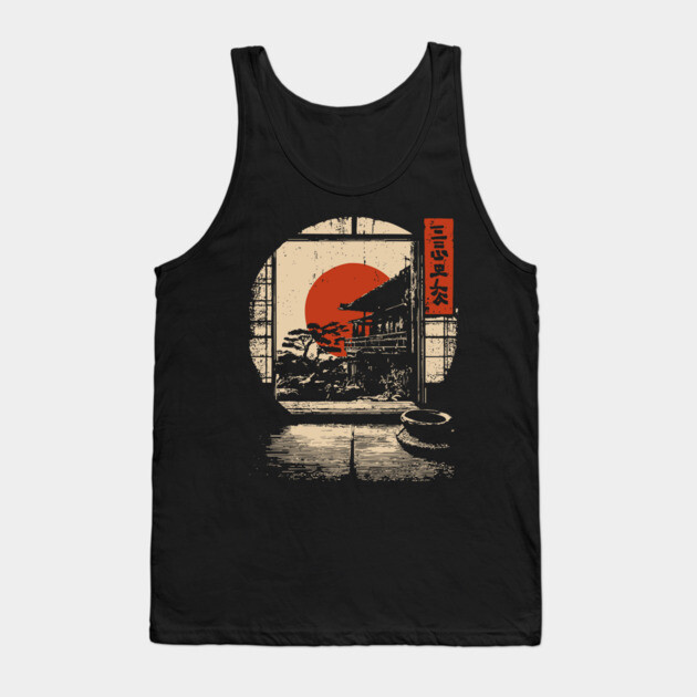 Japanese Tatami Room View - Serene Vintage Window Art Tank Top by TuncGK