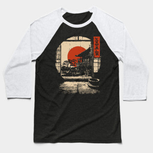 Japanese Tatami Room View - Serene Vintage Window Art Baseball T-Shirt