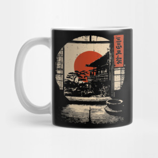 Japanese Tatami Room View - Serene Vintage Window Art Mug