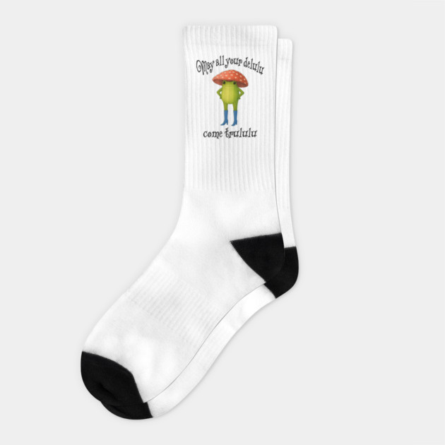 May All Your Delulu Come Trululu funny snarky frog Socks by Luxinda