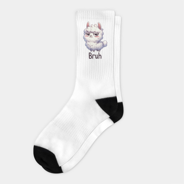 Funny Llama Bruh meme, Bro Socks by Luxinda