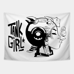 The Tank Girl Black logo Tapestry