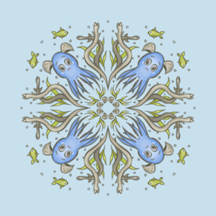 Kawaii Octopus Kaleidoscope – Cute Ocean Friends Illustration T-Shirt