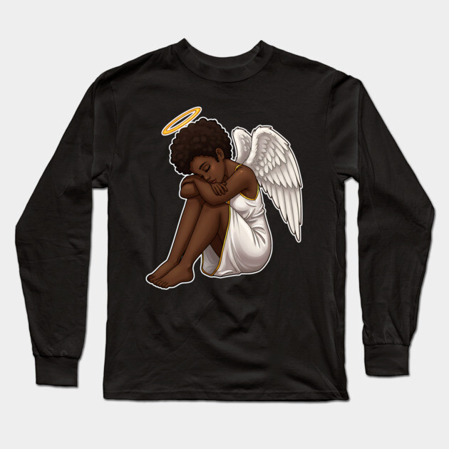 Black Angel Black Girl Magic Long Sleeve T-Shirt by UrbanLifeApparel