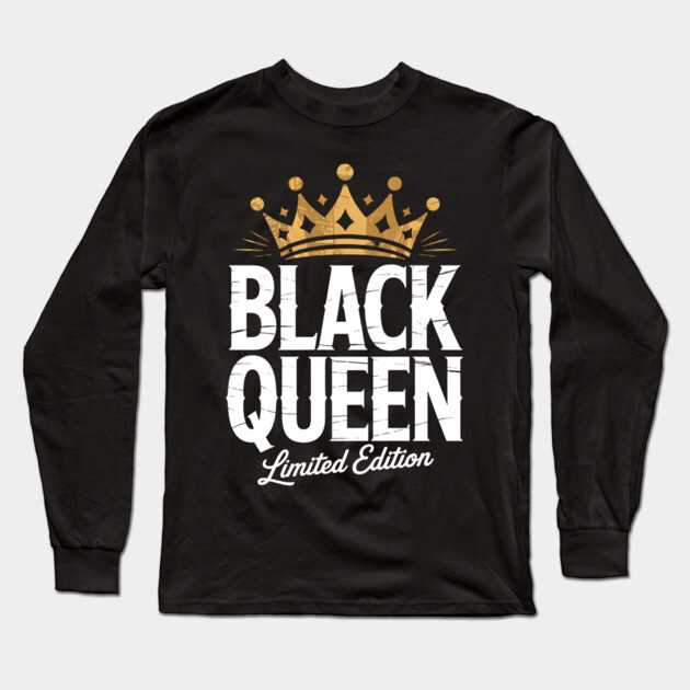 Black Queen Black Woman Long Sleeve T-Shirt by UrbanLifeApparel
