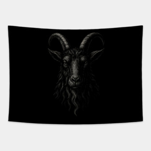 Black Goat Phillip Horned Beast Head Gothic Print Tapestry