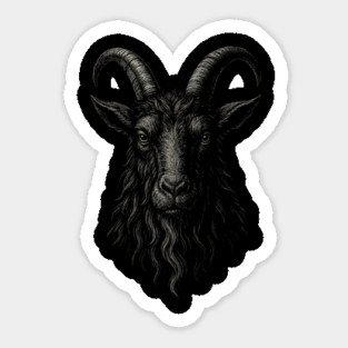 Black Goat Phillip Horned Beast Head Gothic Print Sticker