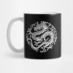 Traditional White Chinese Dragon Circle Mug