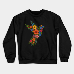 Subtle Anti Trump Floral Hummingbird Hidden Message Crewneck Sweatshirt