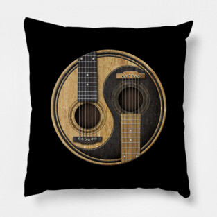 Old and Worn Acoustic Guitars Yin Yang Pillow