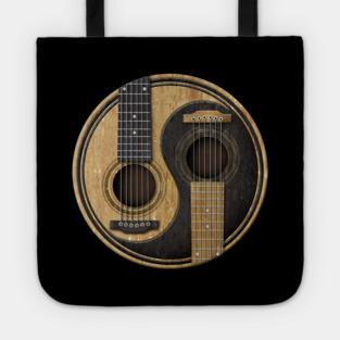 Old and Worn Acoustic Guitars Yin Yang Tote