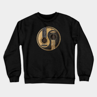 Old and Worn Acoustic Guitars Yin Yang Crewneck Sweatshirt