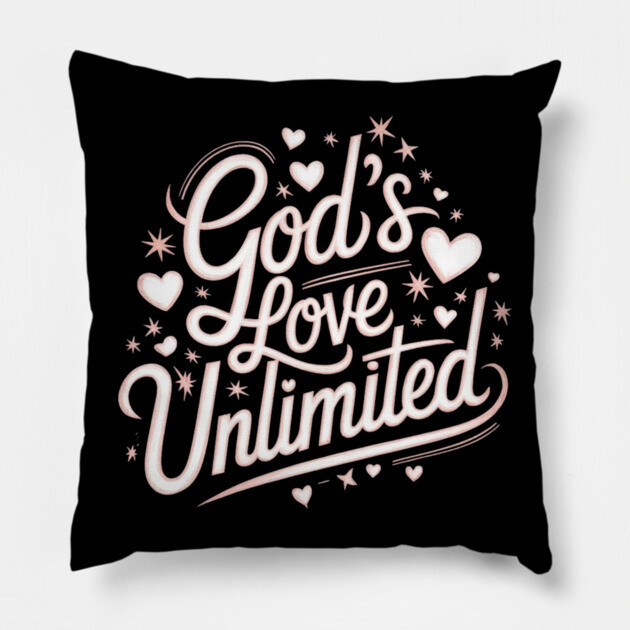God’s Love Unlimited – Celestial Script Design Pillow by Rox