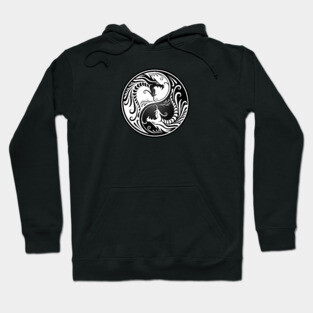 White and Black Yin Yang Dragons Hoodie