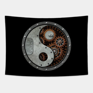 Industrial Steampunk Yin Yang Tapestry