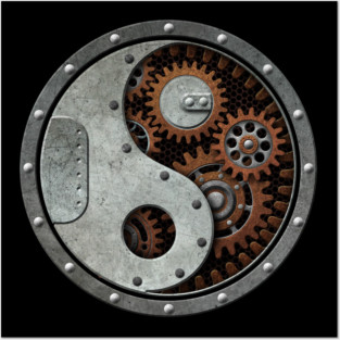 Industrial Steampunk Yin Yang Posters and Art