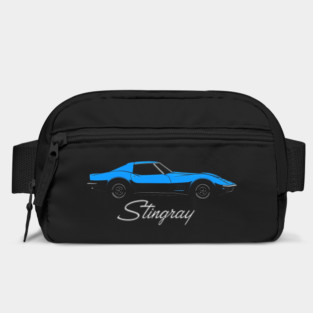 1969 Corvette Stingray C3 Blue and Black Side Profile Muscle Art Bag