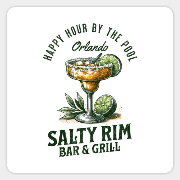 The SALTY RIM Bar and Grill Orlando Florida Poolside Pool Bar Distressed Design Magnet by Joaddo