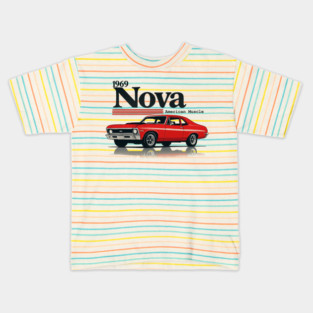 1969 Chevy Nova Red American Muscle Car Retro Tribute Kids T-Shirt