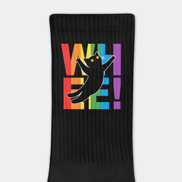 Rainbow Cat Leaping over “WHEE!” Rainbow Letters by creative
