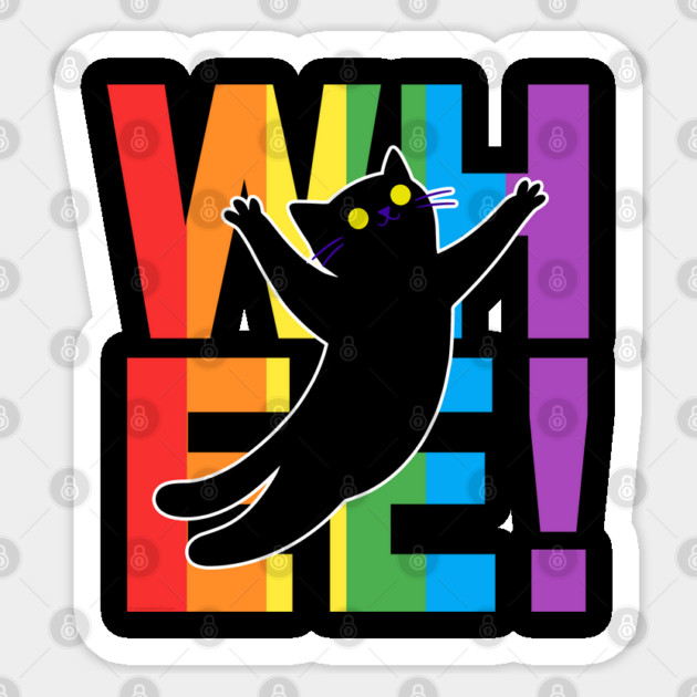 Rainbow Cat Leaping over “WHEE!” Rainbow Letters Sticker by creative