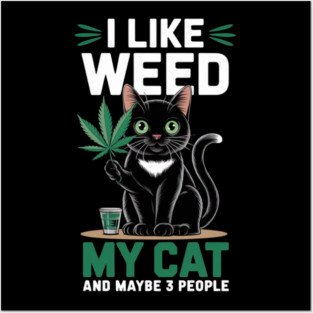 I Like Weed My Cat And Maybe 3 People Posters and Art