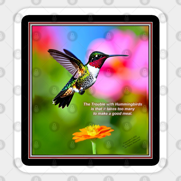 THE TROUBLE WITH HUMMINGBIRDS Sticker by Erik's Store
