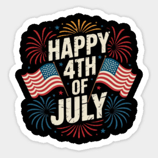 Happy 4th Of July Patriotic American US Flag 4th Of July Sticker