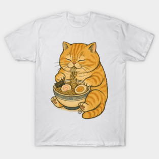 Noodle Cat - Ramen Cat Japanese Kawaii Ramen Neko - Orange Tabby Cat T-Shirt