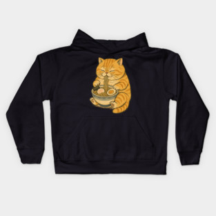 Noodle Cat - Ramen Cat Japanese Kawaii Ramen Neko - Orange Tabby Cat Kids Hoodie