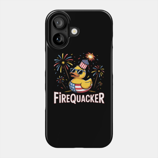 4th of July Duck Firequacker Patriotic Fourth of July Funny Phone Case by Creatifly Graphic Tees