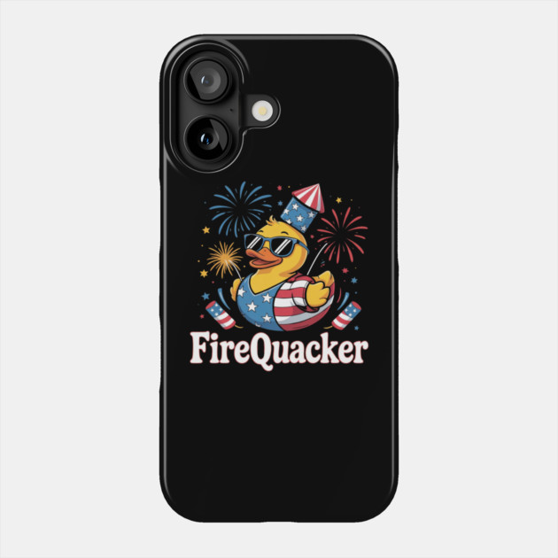 4th of July Duck Firequacker Patriotic Fourth of July Funny Phone Case by Creatifly Graphic Tees