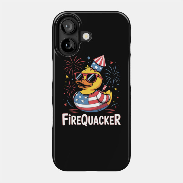 4th of July Duck Firequacker Patriotic Fourth of July Funny Phone Case by Creatifly Graphic Tees